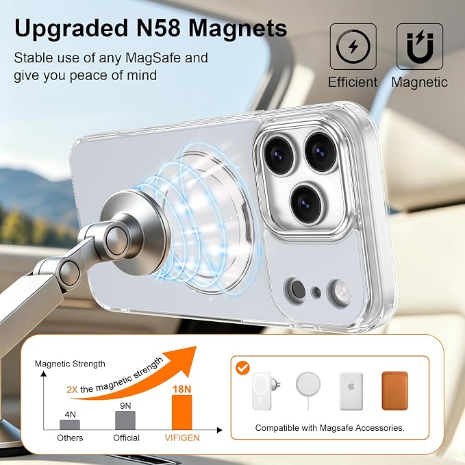 iPhone 17 Pro Max Case 360° Magnetic Ring Stand, [Compatible with MagSafe] | [Military Drop Protection] Shockproof Slim Phone Case for iPhone 17 Pro Max 6.9'' Magnetic Phone Cover Invisible Kickstand - Image 3