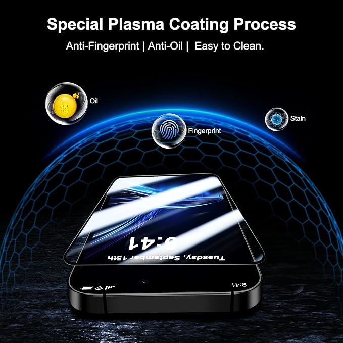 QHOHQ for iPhone 16 Pro Screen Protector + Camera Lens Protector, 3+3 Pack | [Military Grade Shatterproof], Top 9H+ Tempered Glass, Full Edge Coverage, Ultra Durable, with Easy Installation Tool - Image 6