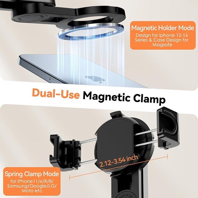 CloudValley Upgraded Magnetic Mini Selfie Stick Tripod with 2 Fill Lights, 4-in-1 Pocket Size Phone Tripod with 360° Rotation, Rechargeable Bluetooth Remote, Foldable Grip for iPhone Vlog Photo Video - Image 5