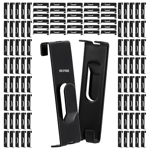 60 Pcs Grid Hooks for Wall, Metal Gridwall Picture Hooks for Display Panels | Gridwall Shelf Accessories Hanger Hooks, Slat Notch Hooks for Art, Clothes, Painting, Photography, Canvas Display Black by WESTBAY