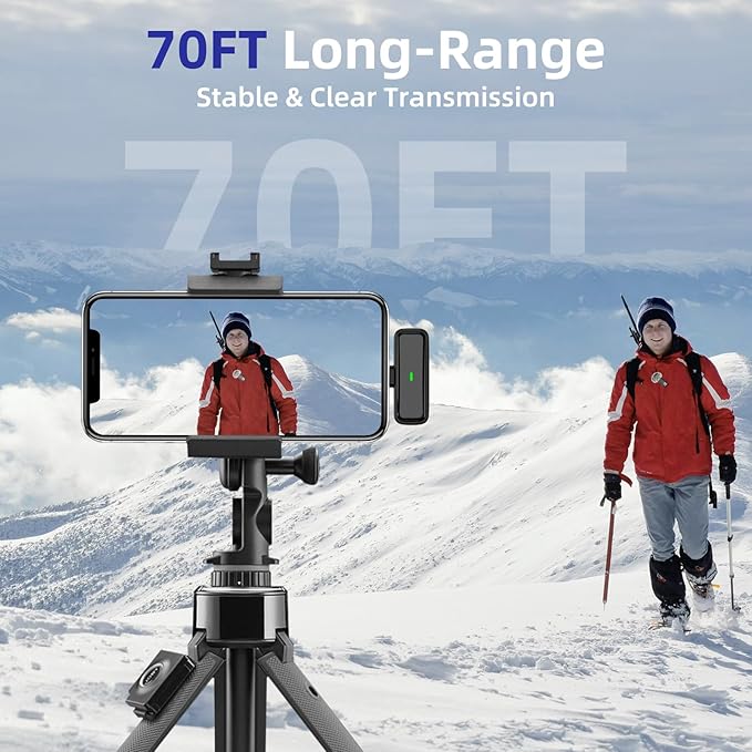 NPTCL 2 Pack Wireless Lavalier Microphone for iPhone 14/13/12/11 | Noise Canceling Lav Mic with 24 H Charging Case 70 Ft Transmission for Audio Recording Vlog TikTok Instagram - Image 4