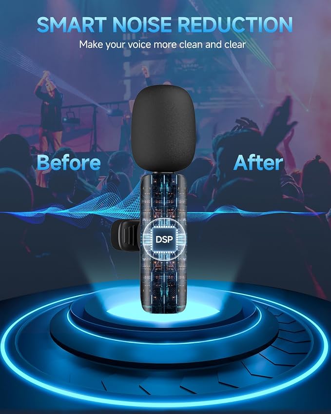 Professional Wireless Mini Microphone for iPhone 17/16/15, Android Phone, Cordless Omnidirectional Lavalier Lapel Mic, Plug-Play Lavalier Mic for TikTok, YouTube & Interviews - Image 4
