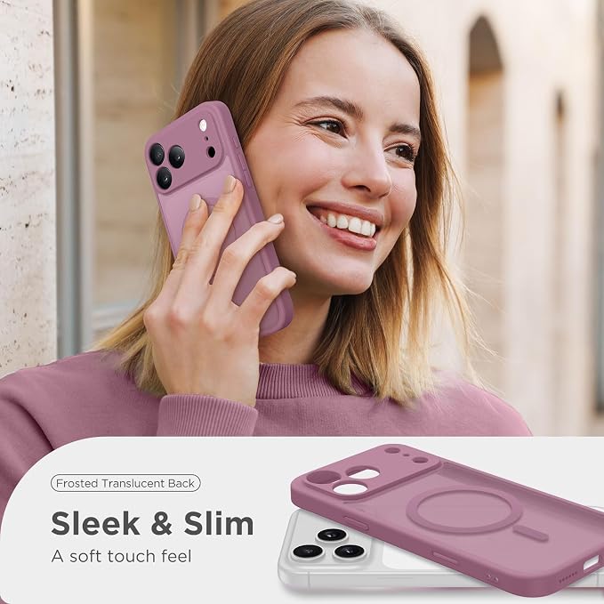 CAPRARO for iPhone 17 Pro Max Case, Compatible with MagSafe | Upgraded [Full Camera Protection] Protective Translucent Matte Women Girl Magnetic Phone Case Cover, Blackcurrant - Image 8