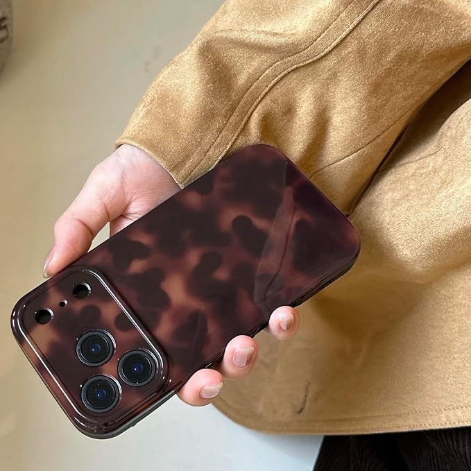 Aesthetic Tortoise Shell Phone Case for iPhone 17 Pro 6.3in,Retro Cool Girl Leopard Print Brown Amber Trendy Full Camera Protective Cover for iPhone 17pro 6.3" - Image 3