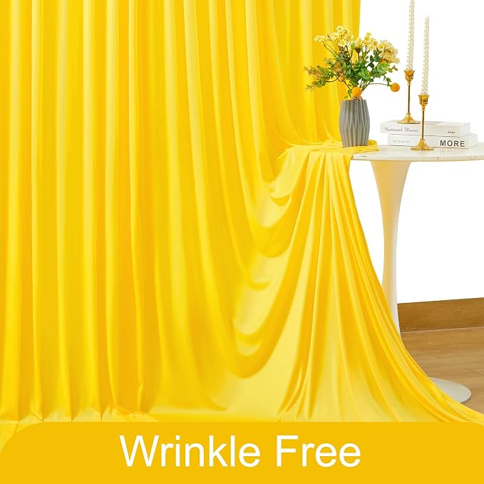 6 Panels Yellow Backdrop Curtain for Parties Wrinkle Free Lemon Yellow Photo Curtains Backdrop Drapes Fabric Decoration for Birthday Party Wedding Baby Shower 30ft(W) x 10ft(H) - Image 6