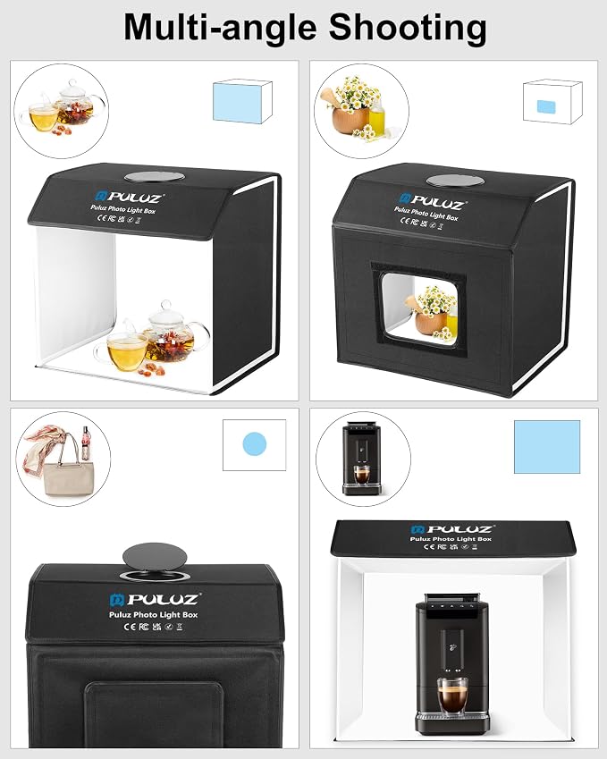 PULUZ Portable Light Box Photography, 16"x12"x16" Professional 3200-6500k Dimmable Photo Box with 320 LED Lights & 4 Color PVC Backdrops for Jewelry and Small Item Product Photography - Image 5
