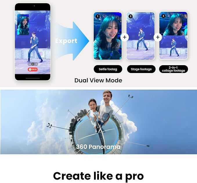 Insta360 Flow 2 Pro Gimbal Stabilizer for iPhone, Android, Phone Gimbal with AI Tracking, Fill Light, Built-in Selfie Stick & Tripod, Vlogging, Travel, Family, Sport - Ultimate AI Tracker Bundle Grey - Image 6