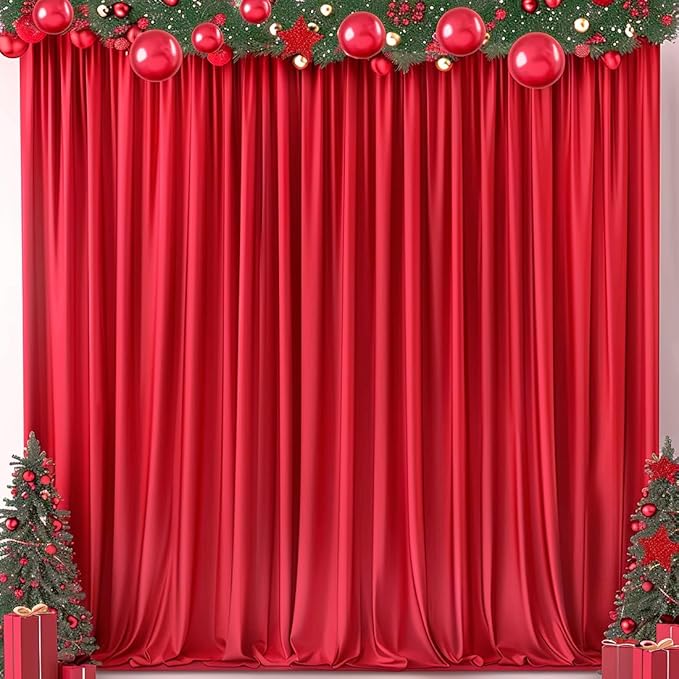 30x10ft Wrinkle Free Red Backdrop Curtain for Parties Soft Fabric Drapes Wedding Red Curtain Backdrop for Birthday Party Decorations Background for Photography 5x10ft, 6 Panels - Image 5