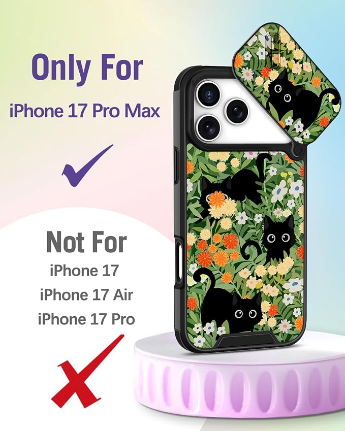 Buleens for iPhone 17 Pro Max Case 6.9 Inch - with Ring Stand & Camera Cover Aesthetic Cute Designed Women Girls Girly Flowers Floral Pretty Phone Case for iPhone 17 Pro Max Compatible with Magsafe - Image 2