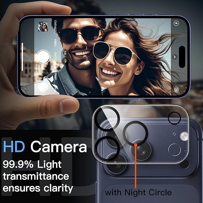 JETech Camera Lens Protector for iPhone 17 Pro Max, Clear, 3-Pack | 9H Tempered Glass, HD Clear, Anti-Scratch Protection, Night Shot Compatible, Case-Friendly - Image 6