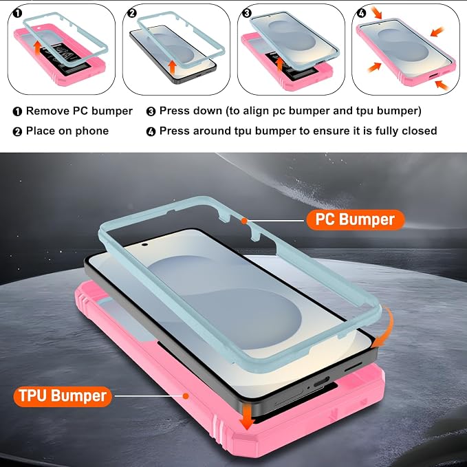 Gritup for Samsung Galaxy S26 Case with Slide Camera Cover | 2*Screen Protector, Build in 360° Rotating Ring Kickstand, Military Grade Protective Cover for Samsung S 26, Green+Pink - Image 4