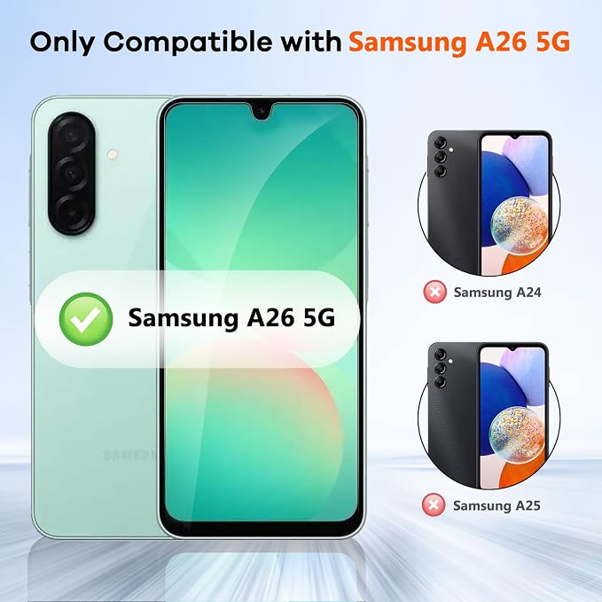 4+4 for Samsung Galaxy A26 5G Screen Protector Camera Lens Protector | 9H Tempered Glass Cell Phone Protector - Image 2