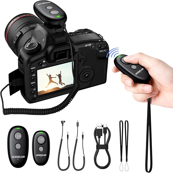USB-C Rechargeable Wireless Camera Remote Shutter Release for Nikon | D200, D300, D750, D5000, D5100, D5200, D5600, D7200, D7500, Z6, Z7, D800, D850, Coolpix P1000 by AODELAN