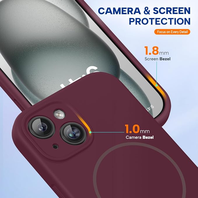 miracase Magnetic for iPhone 15 Case, [Soft Anti-Scratch Microfiber Lining], Compatible with MagSafe, Liquid Silicone Case Shockproof Drop Protection Phone Case for 15,Wine Red - Image 4