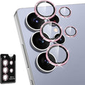 for Samsung Galaxy S25 Ultra Camera Lens Protector, Individual Metal Ring Tempered Glass Lens Cover, [Strong Adsorption] Scratch Resistant Ultra-Thin HD Clear Lens Cover, 1 Set-Pink Sparkly by Btscase
