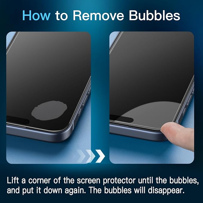 JETech Privacy Screen Protector for iPhone 15 Plus, 2+2 Pack | Anti-Spy Tempered Glass, with Camera Lens Protector, Easy Installation Tool - Image 2