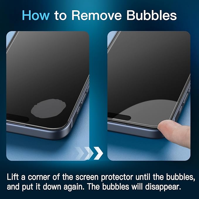JETech Privacy Screen Protector for iPhone 15 Pro Max, 2+2 Pack | Anti-Spy Tempered Glass, with Camera Lens Protector, Easy Installation Tool - Image 2