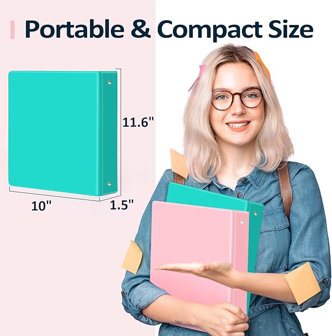 BinderX 3 Ring Binder 1 Inch, 1" Clear View Binder, Aqua Blue, Letter/ A4 | Extra Durable, PVC-Free, Customizable, Interior Pockets, 175-Sheet Capacity, Eco-Friendly, Reinforced Hinge, School, Office - Image 6