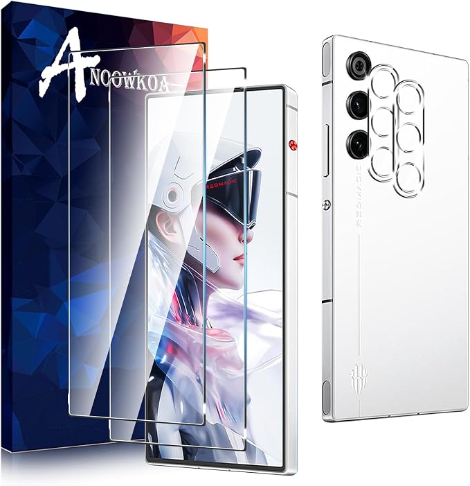 Anoowkoa 2 Pack for RedMagic 10 Air Screen Protector + [2 Pack] Red Magic 10 Air Camera Lens Tempered Glass Protector.9H Hardness.Support Fingerprint Unlock Bubble-Free.Easy Installation by Anoowkoa