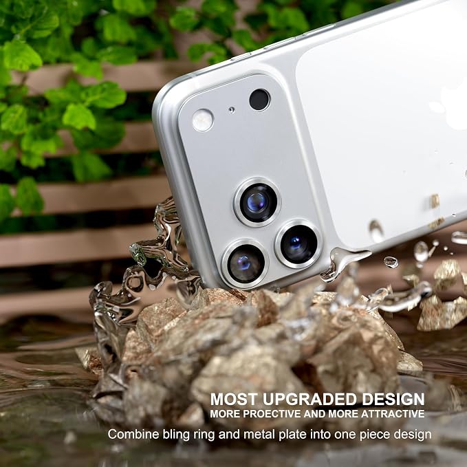 for iPhone 17 Pro Max Camera Lens Protector, Silver | [Military Grade Shatterproof] [Strong Adsorption] [Case Friendly] Matte Metal Tempered Glass Camera Screen Cover Accessories - Image 2