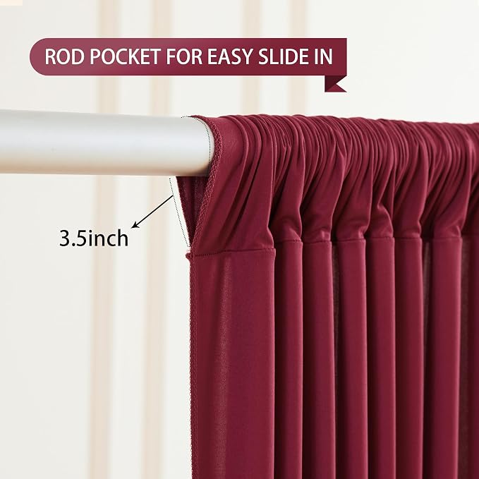 Burgundy Backdrop Curtain 10 Panels-Wrinkle-Free Burgundy Curtains Polyester Photography Drapes for Baby Shower Birthday Party Photo Background Backdrop Stand- 40 X10FT - Image 5