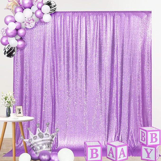 SquarePie 6x8ft Lavender Sequin Backdrop, High Density Non-Transparent Glitter Curtain for Photography, Birthday, Wedding Party Decorations, Thick Solid Background with 4" Rod Pocket, 1 Panel - Image 8
