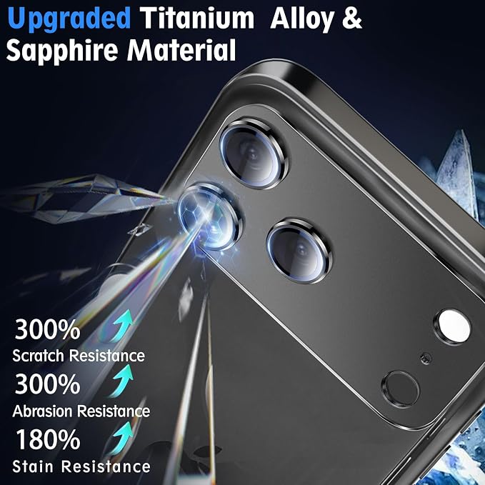 SiHPuoy 2pcs Camera Lens Protector for iPhone 17 Pro, Tempered Glass, Black | 9H+ Hardness, Military Grade Shatterproof, Anti-Scratch, Case Friendly, HD Metal Camera Cover, Does not Affect Night Shots - Image 3
