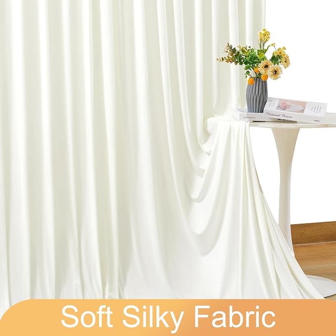 10x10 Ivory Backdrop Curtain for Wedding Parties Wrinkle Free Ivory Photo Curtains Backdrop Drapes Fabric Decoration for Baby Shower Photoshoot 5ft x 10ft,2 Panels - Image 6