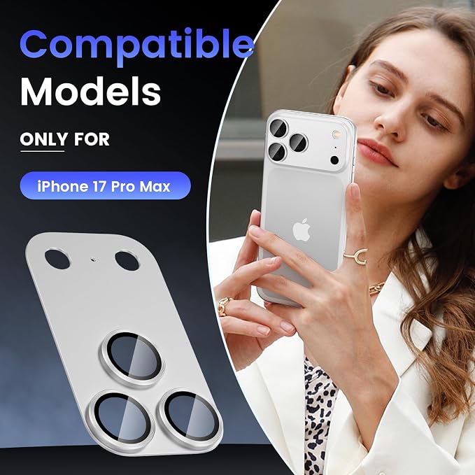Tensea for iPhone 17 Pro Max Camera Lens Protector | Metal Aluminum Alloy Tempered Glass Cover Camera Screen Protector Accessories, Case Friendly - Image 2