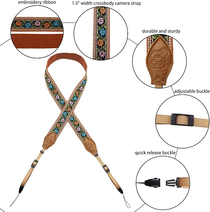 Camera Straps for Photographers, 1.5" Leather Camera Neck Strap, Quick Release Shoulder Camera Strap for All Cameras - Image 6