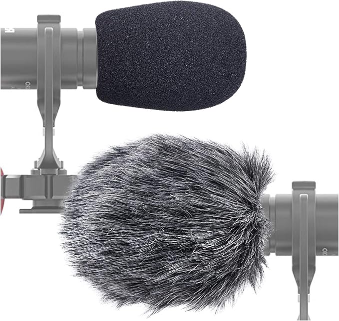 SUNMON Furry Windscreen Muff, Mic Pop Filter/Foam Wind Cover fits Rode VideoMicro Videomic Me-L Shotgun Microphone (2 PACK) by sunmon