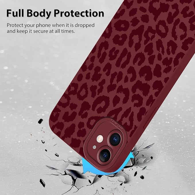 Cute Burgundy Cheetah Print Phone Case for iPhone 11 6.1" | Aesthetic Leopard Pattern Design Cover Full Camera Lens Protective Shockproof Soft Slim TPU Funda for Women Girls - Image 3