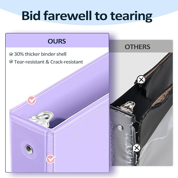 BinderX 3 Ring Binder 1.5 Inch, 1.5" Clear View Binder, Yellow, Letter Size | Extra Durable, PVC-Free, Customizable, Interior Pockets, 325-Sheet Capacity, Eco-Friendly, Reinforced Hinge, School, Office - Image 3