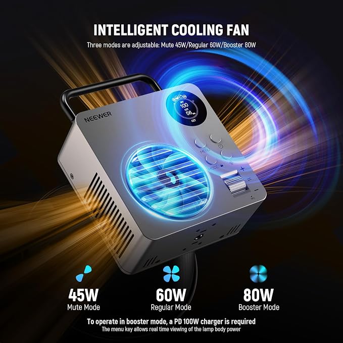 NEEWER 80W LED Video Light with 72Wh Battery & 100W PD Adapter APP/2.4G Control Portable Bi Color Mini COB Studio Continuous Output Lighting 25500lx/1m 2700-6500K 0-100% Dimming CRI95+ 13 Scene, HB80B - Image 8
