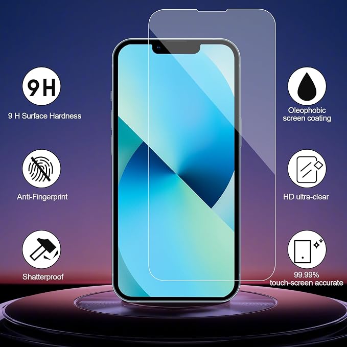 3+3 Pack Glass Screen Protector for iPhone 14, 6.1 Inch | Camera Lens Protector, HD Clear Tempered Glass Film, Anti-Scratch, Bubble Free, Case-friendly - Image 2