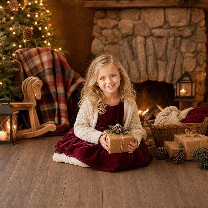Kate Brown Wood Plank Photography Floor Mat Rubber Photo Studio Backdrop | Warm Natural Timber Texture Non-Slip Floor Drop For Rustic Newborn, Kids, Portrait, Food, Crafts, Product Photography 8x5ft - Image 5
