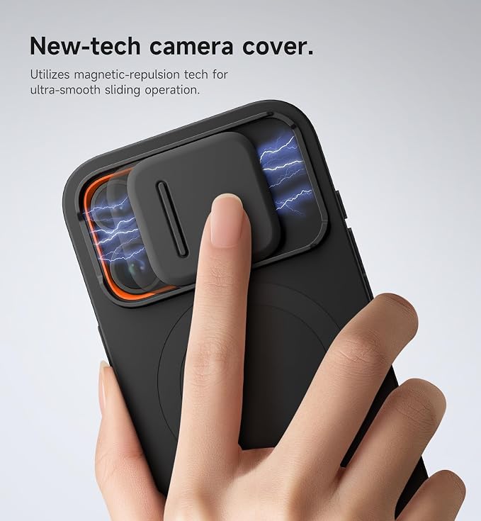SURITCH for iPhone 15 Pro Case with Magnetic Camera Slide Cover and Adjustable Kickstand, Compatible with MagSafe, Shockproof Bumper Case Slim Protective Cover 6.1 Inch, Black - Image 4
