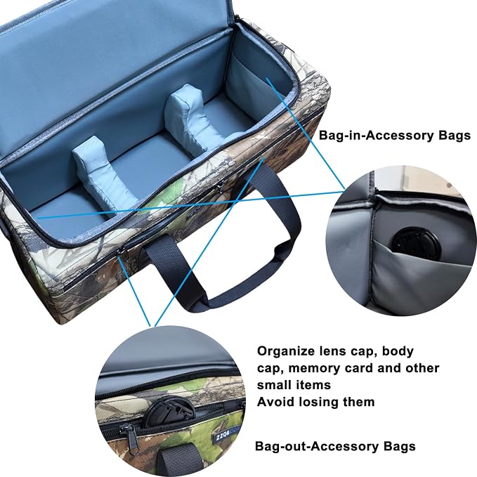 ZZQ&CCF Camera Lens Pouch Case for Sony FE 400-800mm/100-400mm F4.5/200-600mm F5.6-6.3G,for Canon RF 200-800,Compatible with Nikon Z 180-600, Extra Large Thick Portable Bag (Black) - Image 5