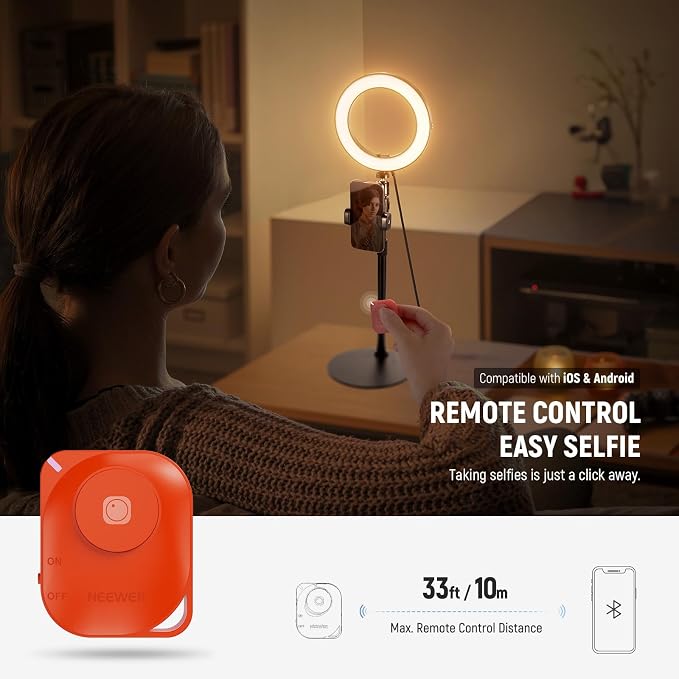 NEEWER 12" 24W High Power Desk Ring Light with Stand/Phone Holder, LED Selfie Video Conference Lighting for iPhone Streaming Makeup Vlog Recording Laptop Computer Webcam Zoom Call Podcast, RH12B - Image 6