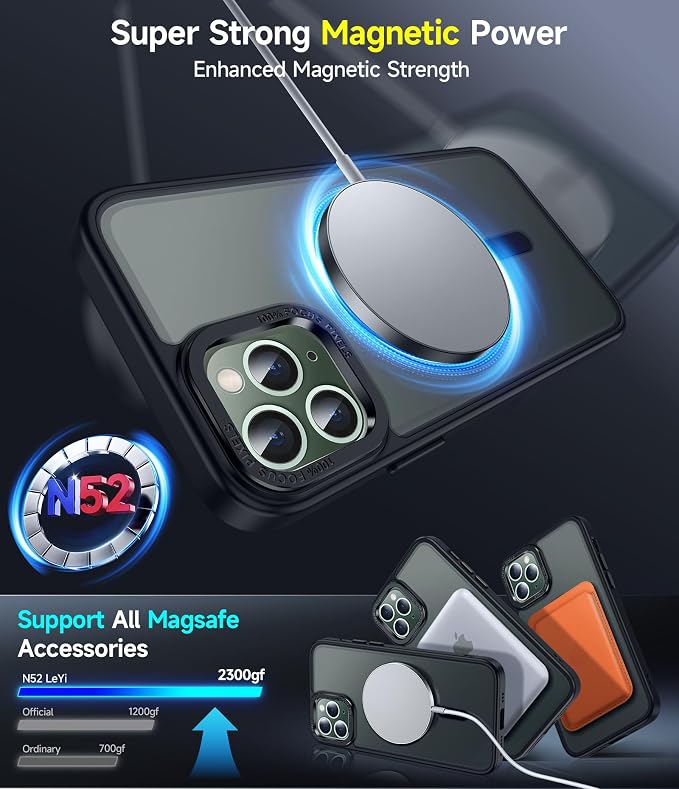 LeYi for iPhone 11-Pro-Max-Cases with Screen Protector X2 + Camera Cover X2: i Phone 11pro promax Case for MagSafe Magnetic 11promax Heavy Duty Protection Bundle Women Men Teens & Young, Black - Image 3