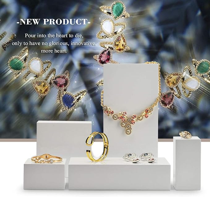 Oirlv White Display Riser for Jewelry Display,Showcase Jewelry Set Holder | Great for Photography or Display Scenarios.Making Jewelry Set Look Better in Photos, Displays or Home Decor,9.84"x4.92"x1.97" - Image 5
