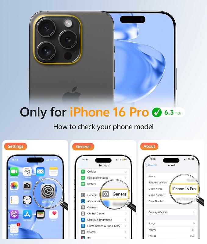 FNTCASE for iPhone 16 Pro Case, Fit for Magsafe, with Screen Protector Blue | Full Camera Protection, Translucent Matte, 14FT Military Grade Drop Proof, Shockproof Protective Phone Cover, Blue - Image 2