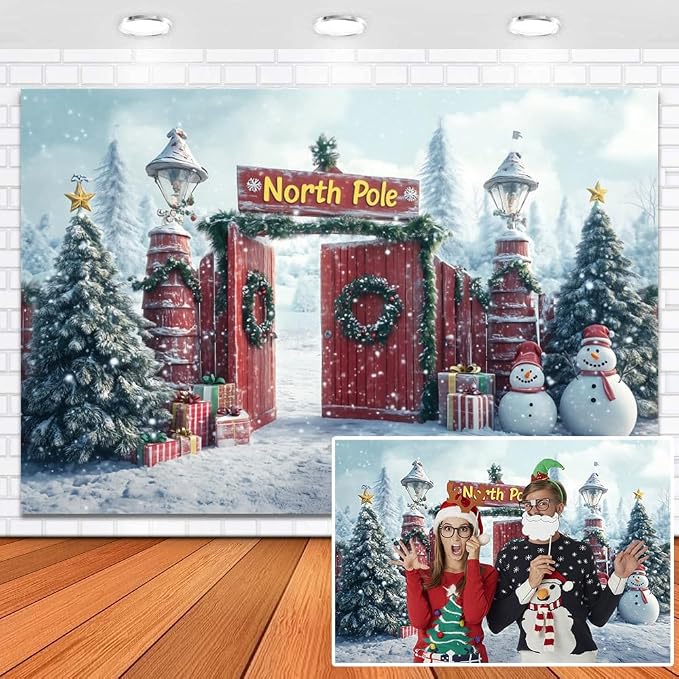 Winter Forest Backdrop Christmas Scene Background Snowy Xmas Tree Snowman Party Decorations Banner Photography Props 7x5ft Vinyl by XMJJKUF