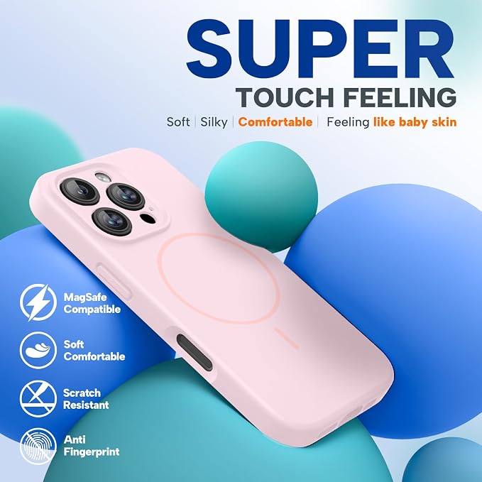 miracase Magnetic for iPhone 16 Pro Max Case, [Soft Anti-Scratch Microfiber Lining], Compatible with MagSafe, Liquid Silicone Case Shockproof Drop Protection Phone Case for 16 ProMax,Sand Pink | Compatible with MagSafe, Soft Microfiber Lining, Premium ... - Image 7