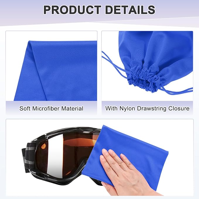 M METERXITY Ski Goggle Bag, Soft Microfiber Pouch Bags Case with Drawstring for Snow Goggles/Camera Lenses/Sunglasses - Image 2