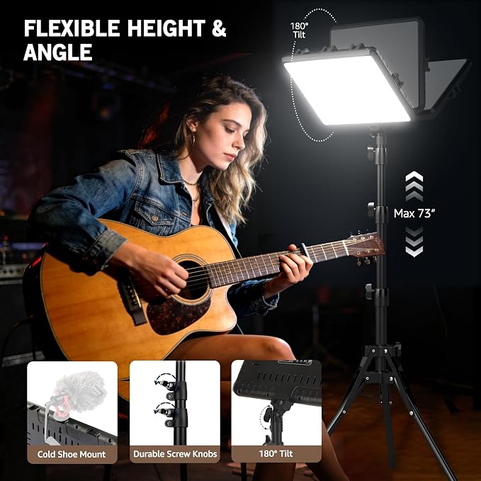 1-Pack Photography Lighting Kit, NiceVeedi 25W LED Video Light Kit, 2900-7000K Dimmable Studio Light with Tripod Stand, 73" Stream Light for Video Recording - Image 5