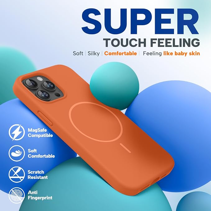 miracase Magnetic for iPhone 13 Pro Max Case, [Soft Anti-Scratch Microfiber Lining], Compatible with MagSafe, Liquid Silicone Shockproof Drop Protection Phone Case for 13 Pro Max, Orange - Image 5