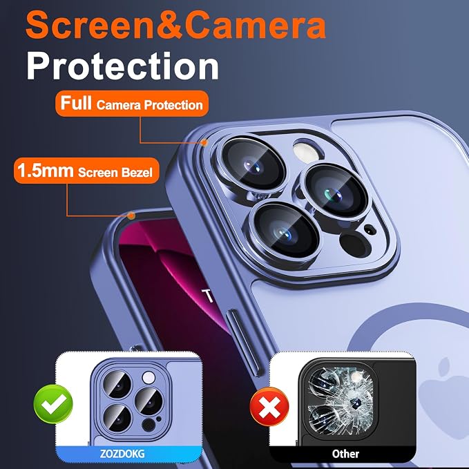 for iPhone 14 Pro Max Case with Privacy Screen Protector,Light Blue | Full Camera Protection, Translucent Matte Magnetic, Compatible with MagSafe, Shockproof Phone Cover, Slim Fit - Image 6
