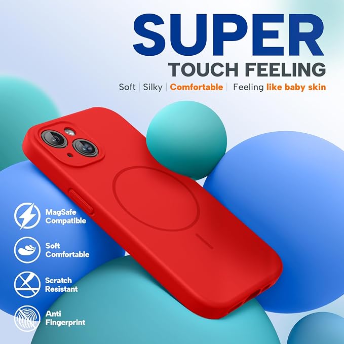 Miracase Silicone & Magnetic for iPhone 14 Case, Red | Compatible with MagSafe, Soft Microfiber Lining, Premium Silicone Cover Shockproof Drop Protection Phone Case for 14 - Image 6