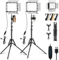 EMART 2-Pack LED Video Light Kit with Phone Holder & Barndoor | 2800-7000K Dimmable Studio Lights, 73'' Streaming Light for Video Recording, YouTube, Vlog, Photography, Content, Podcast by EMART